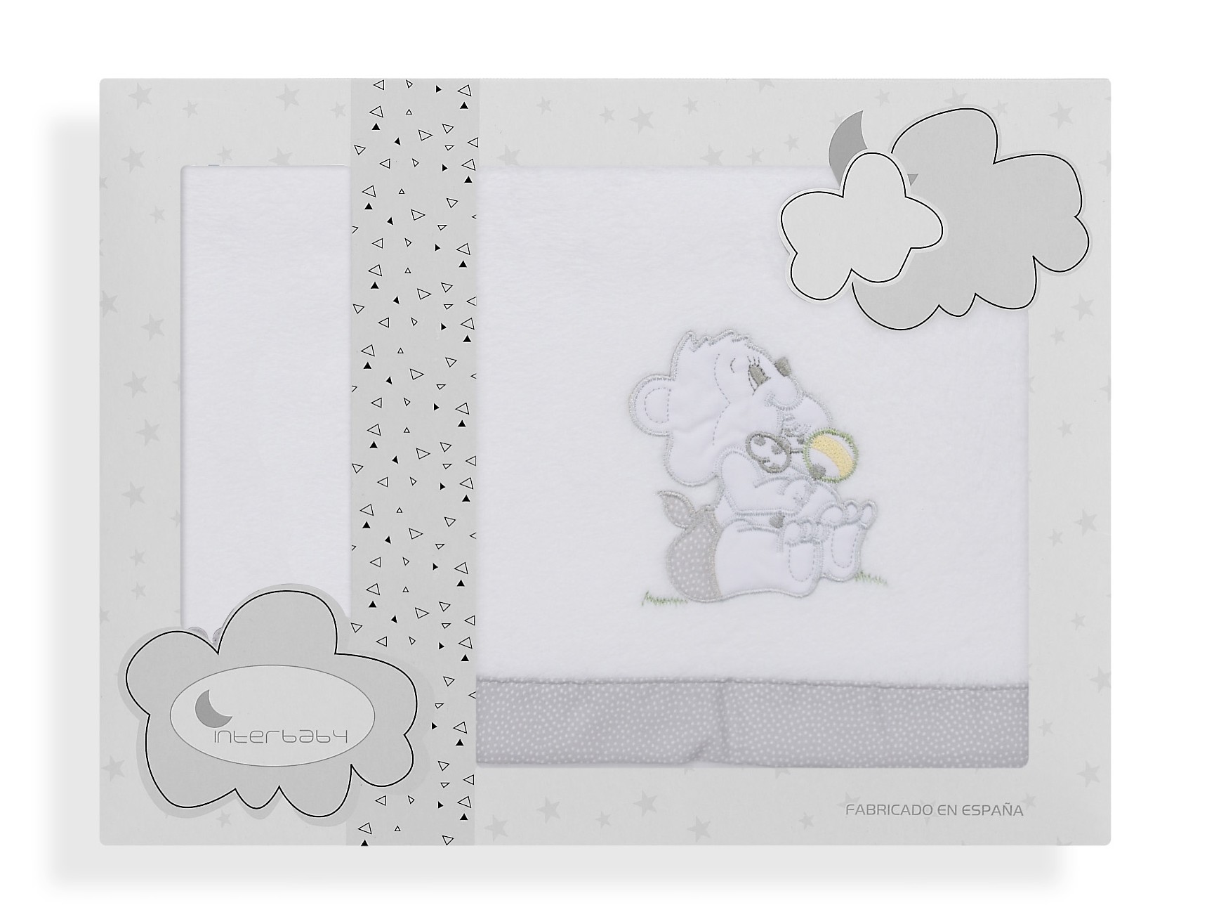 Sábanas Minicuna, coralina blanca gris, oso en luna, 3 piezas INTERBABY,  50x80 cm