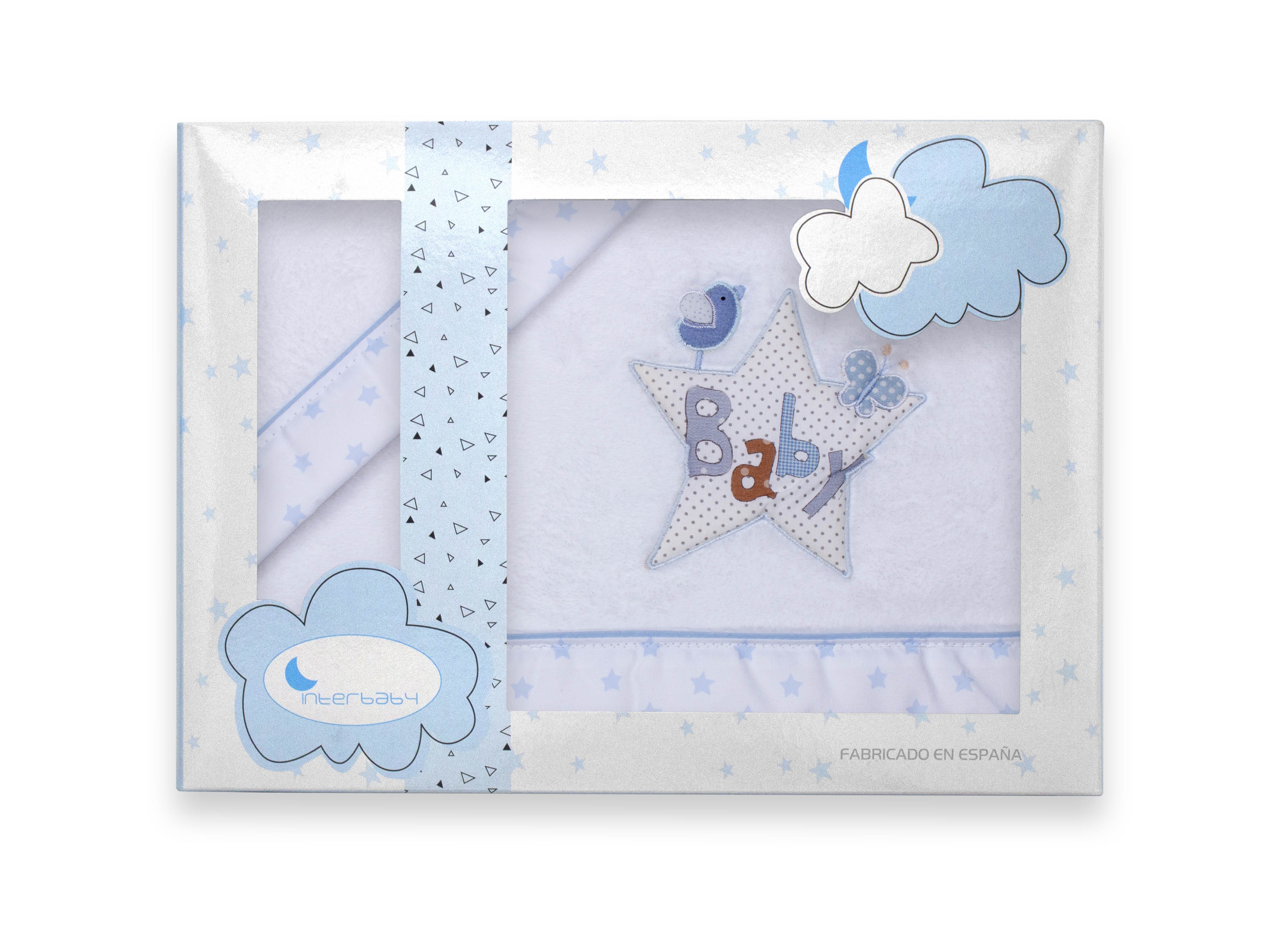 Sábanas carrito de bebé modelo Rabbit Bebé Blanco y Azul - Interbaby